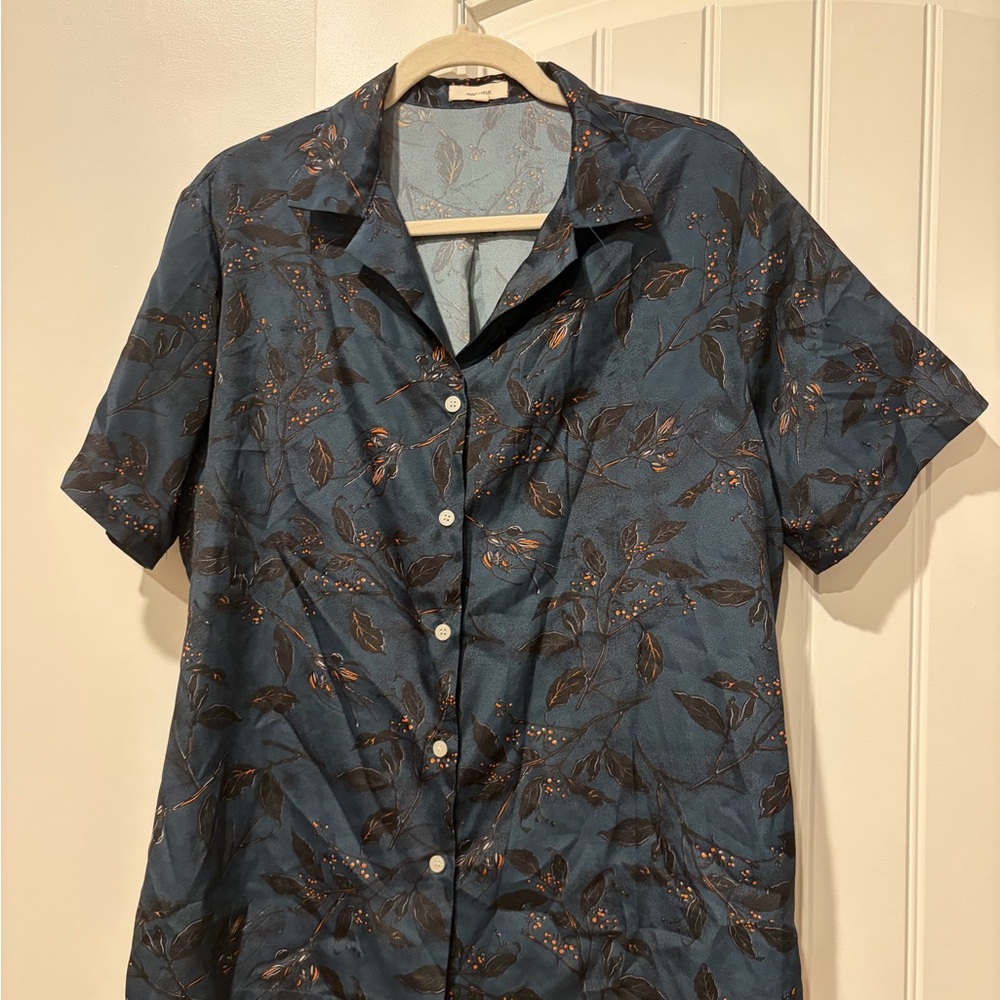 Men's Blue Floral Short Sleeve Shirt